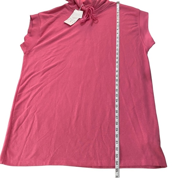 Zara Women Pink Short Sleeve Hooded Sweatshirt Sz L Cotton Swimsuit Cover Up NWT - Picture 13 of 16